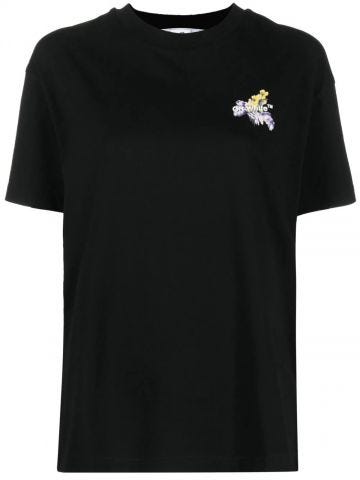 T-shirt nera Floral Arrows con stampa