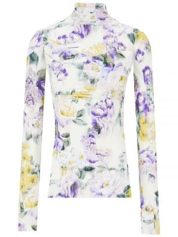High neck sweater with floral print