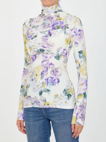 High neck sweater with floral print