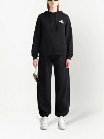 Black Arrow hoodie with flower embroidery