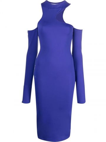 Violet asymmetric long-sleeve midi dress