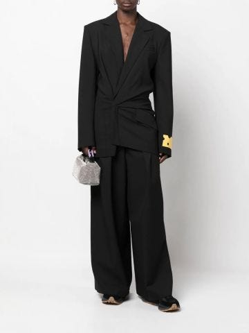 Black twist-detailed blazer dress