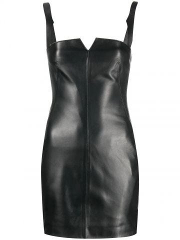 Black leather mini dress