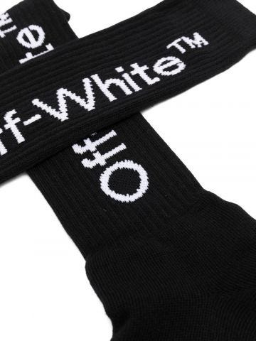 Intarsia logo black Helvetica Socks