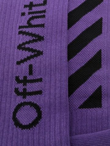 Purple logo-embroidered socks