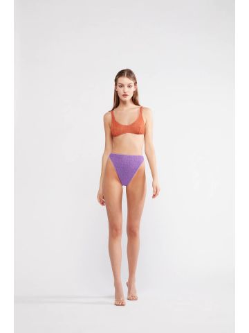 Purple and orange Sporty Bra 90s Bottom Bikini Set