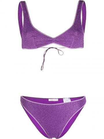 Purple Lumière Bra 80s Bottom Bikini Set