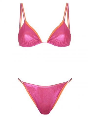 Fuchsia and orange Lamè Double Bikini Set