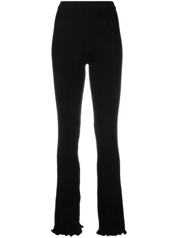 Black knitted flared trousers
