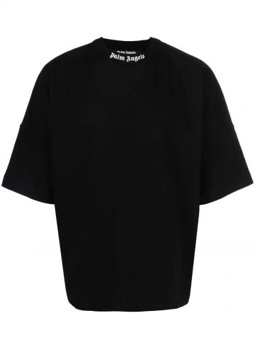 T-shirt nera con stampa logo sul retro