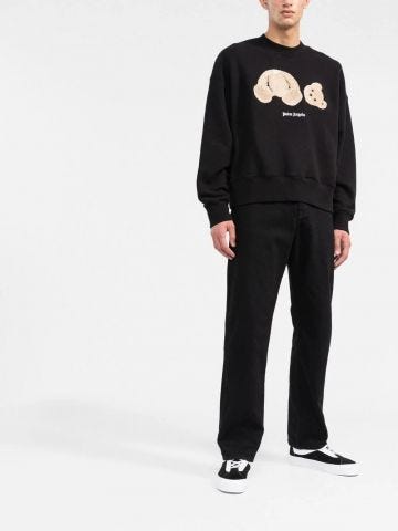 Bear print black crewneck Sweatshirt