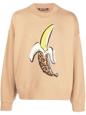 Banana print brown crewneck Sweatshirt