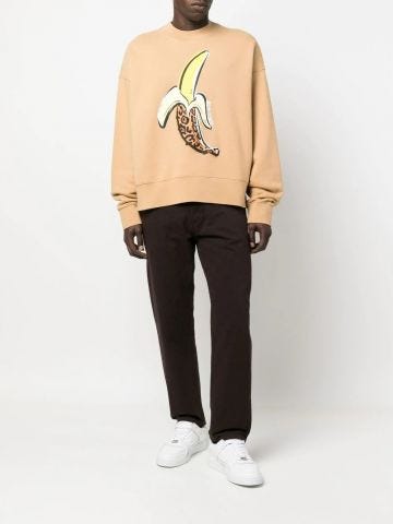 Banana print brown crewneck Sweatshirt