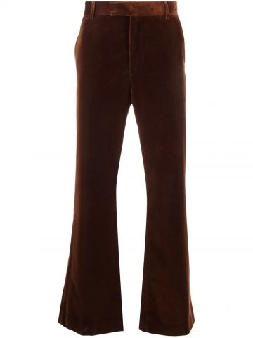 Brown velvet tailored trousers
