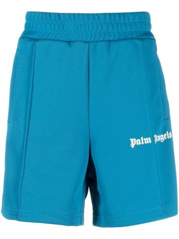Shorts sportivi blu con stampa logo
