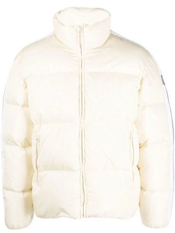 White logo-trim padded short jacket