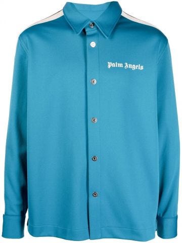 Blue shirt with logo print