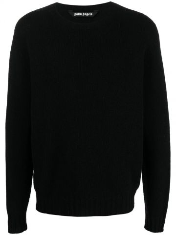Maglione nero con logo intarsiato sul retro