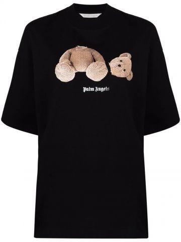 T-shirt nera con stampa Teddy