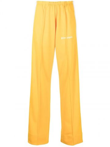 Yellow logo-print loose-fit track pants