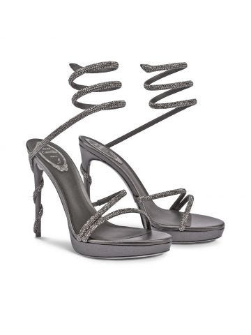 Sandalo con plateau Margot grigio con cristalli