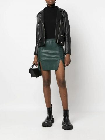 Leather mini skirt green