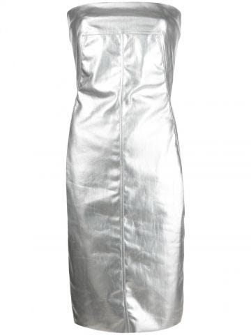 Silver metallic strapless dress