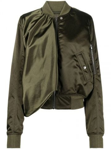 Asymmetric bomber jacket green