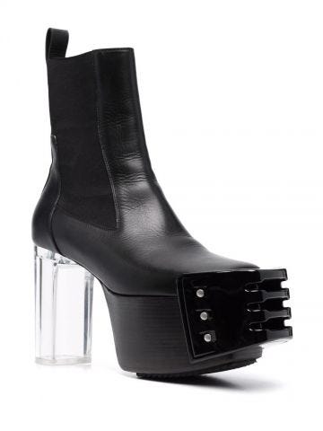 Black leather Grilled Platform boots