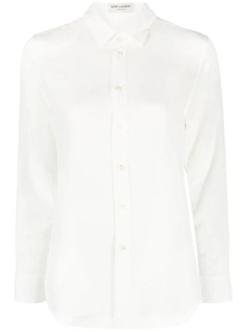 Camicia bianca con colletto classico in seta