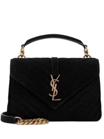 Medium black college bag suede with chain