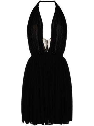 Short black dress with American neckline