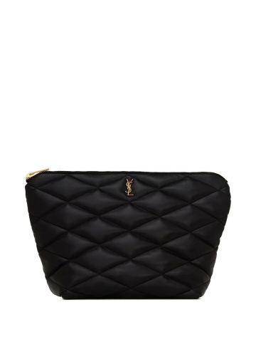 Black padded Sade pouch with gold logo