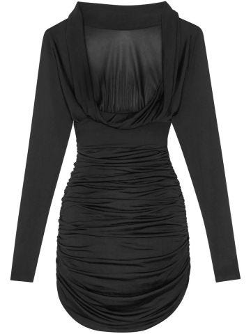 Short black dress with ruffles