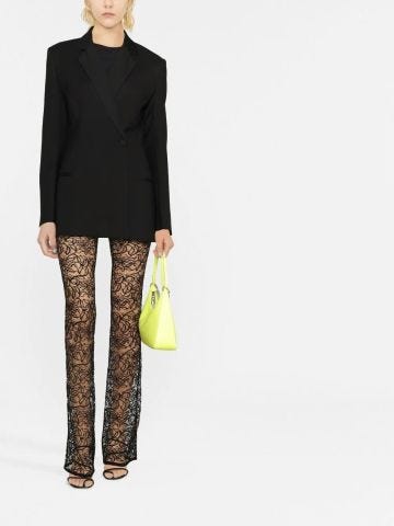 Straight black floral lace pants
