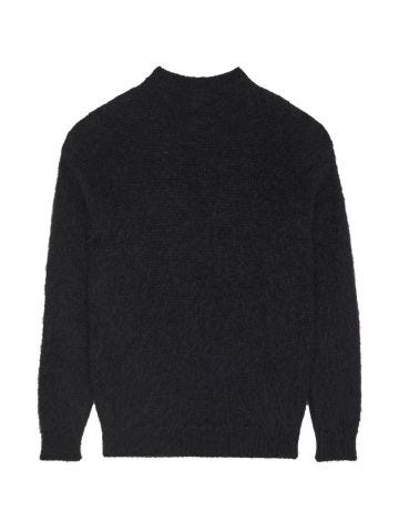 Black and white mohair logo sweater