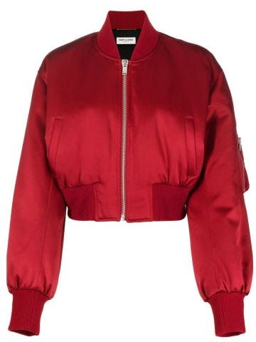 Teddy red oversized bomber jacket
