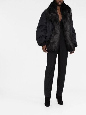 Bomber jacket with faux fur trim