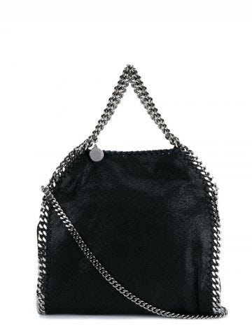 Black Falabella mini tote Bag with silver chain