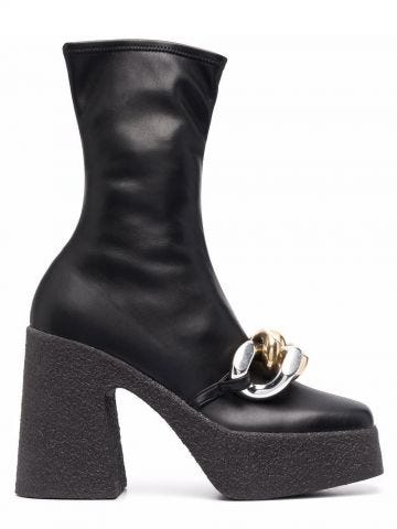 Skyla black chain-embellished 120mm boots
