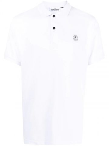 White chest logo-patch detail polo shirt