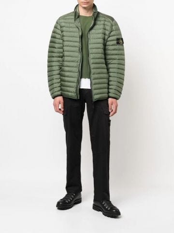 Giacca puffer verde con patch logo