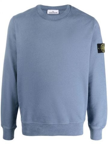 Light Blue logo-patch cotton sweatshirt
