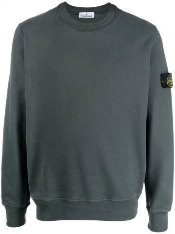 Olive green logo-patch cotton sweatshirt