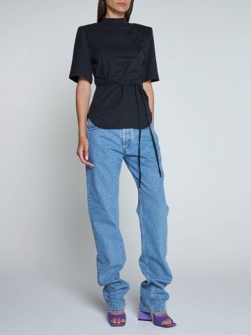 Black Aurelie tied waist T-shirt