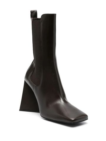 Devon brown ankle boots with square toe and sculpted heel