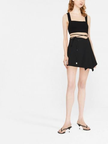Black high-waisted asymmetrical mini skirt