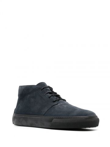 Blue suede-finish lace-up desert boots