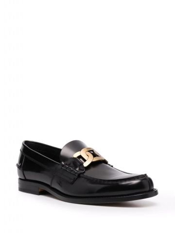 Semi-shiny leather loafer with decoration