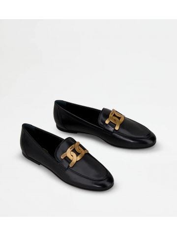Kate black leather moccasin